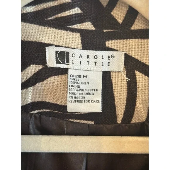 Carole Little 100% Linen Blazer Jacket Classic Career Women's size M - Picture 3 of 8